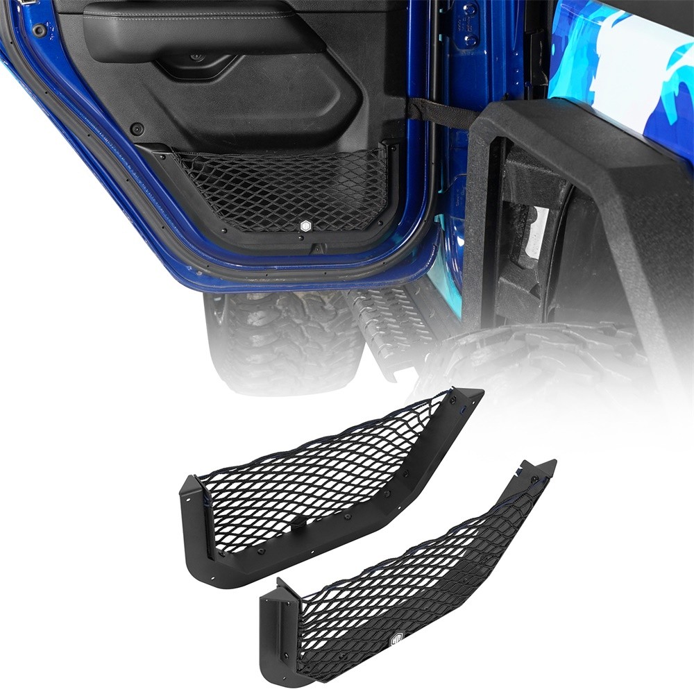 Pair Aluminum Rear Door Pocket Storage Cargo Net for 18-25 Jeep Wrangler JL JT