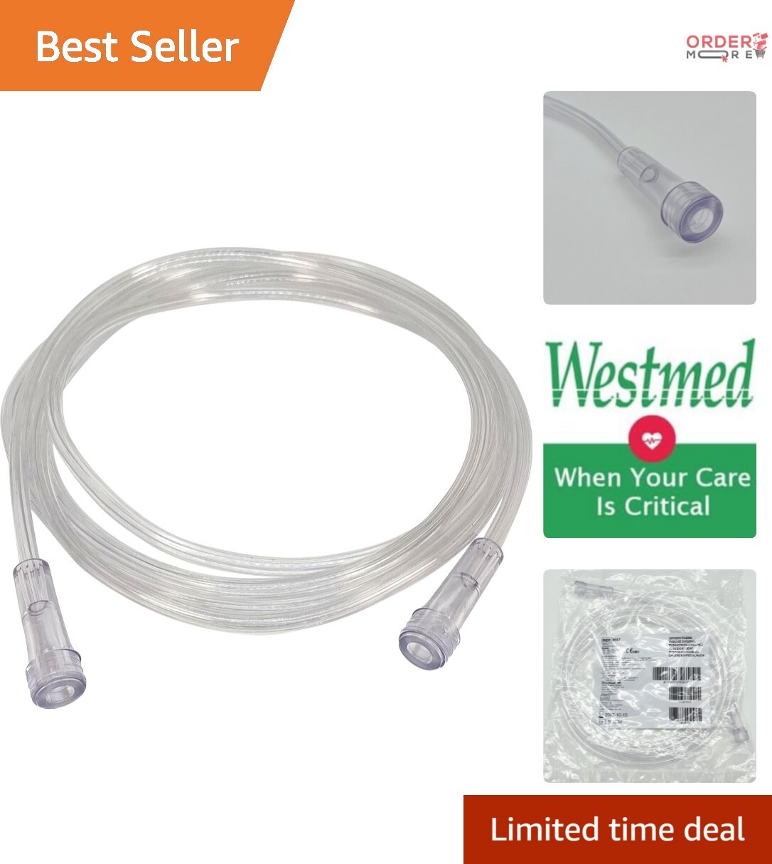 5-Pack Clear Oxygen Supply Tubing - 7FT Latex & DEHP Free, Kink-Resistant