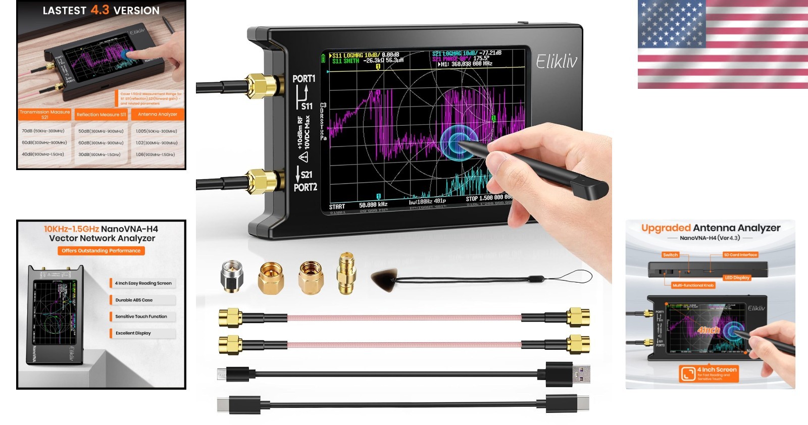 Portable NanoVNA-H4 Vector Network Analyzer