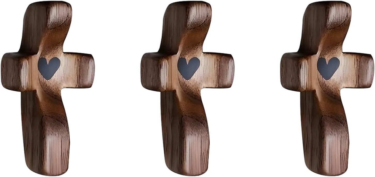 Encouragement Gift: 3 Pocket Cross Fidgets in Black Walnut - Perfect for All