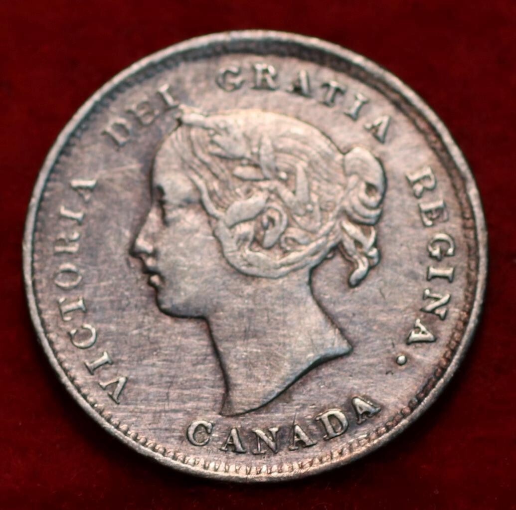 🇨🇦 1897 Queen Victoria 5 Cents Silver Better Date Extra Fine Coin Canada