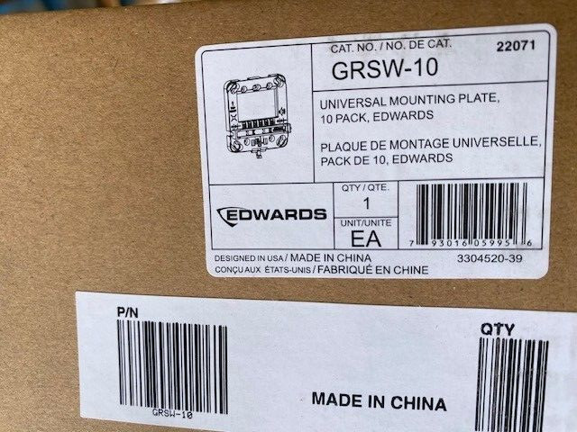 Edwards GRSW-10 Mounting Plate 10-Pack (NEW)