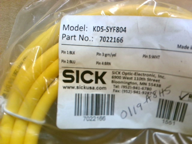 Sick KD5-SYF804 Sender Cable Cordset 5-Pin Female 18AWG Factory Sealed-Factory S