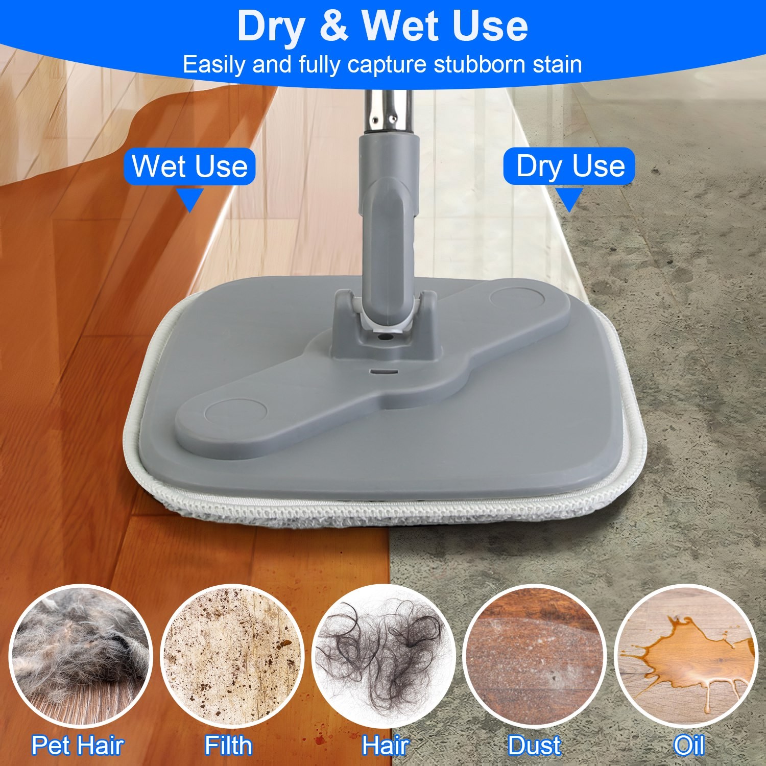 Spin Mop & Bucket System or 4Pcs Square Microfiber Mop Pads Portable Mop Bucket