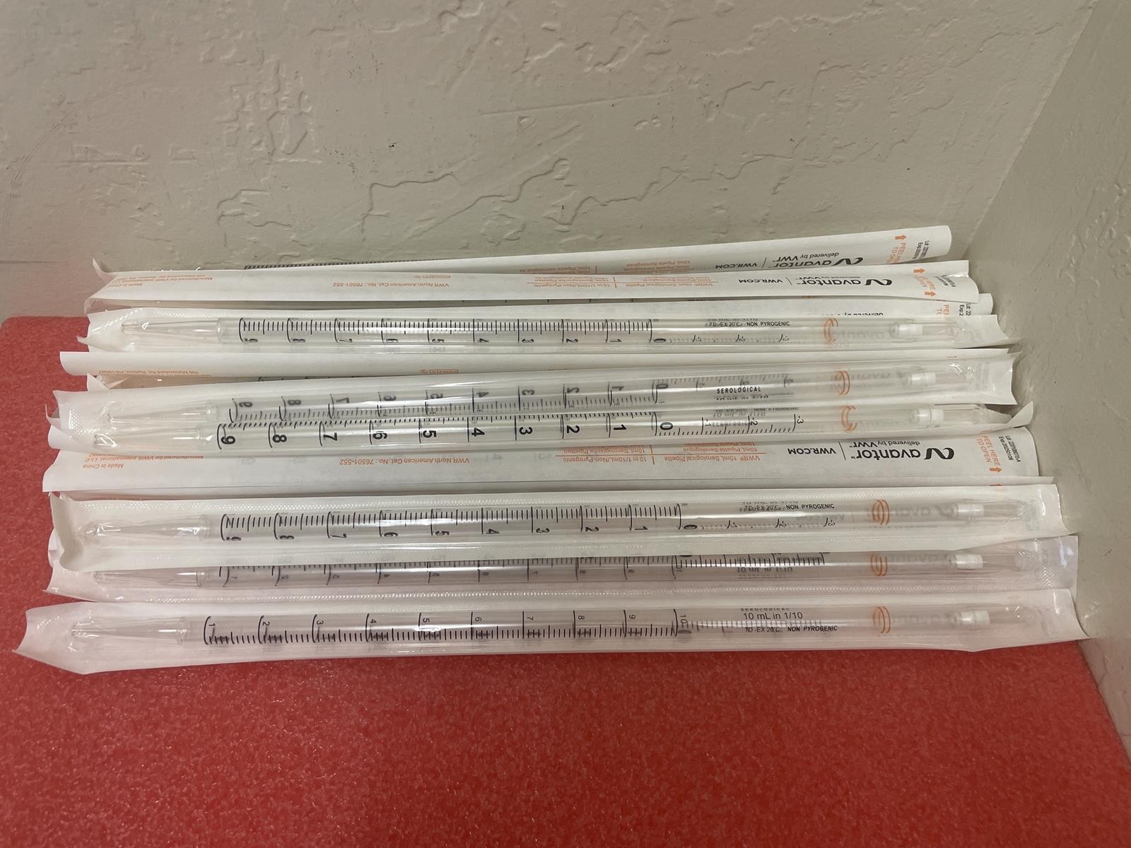 1 LOT OF 30x VWR AVANTOR LOT OF 76501-552 10mL SEROLOGICAL PIPETTES