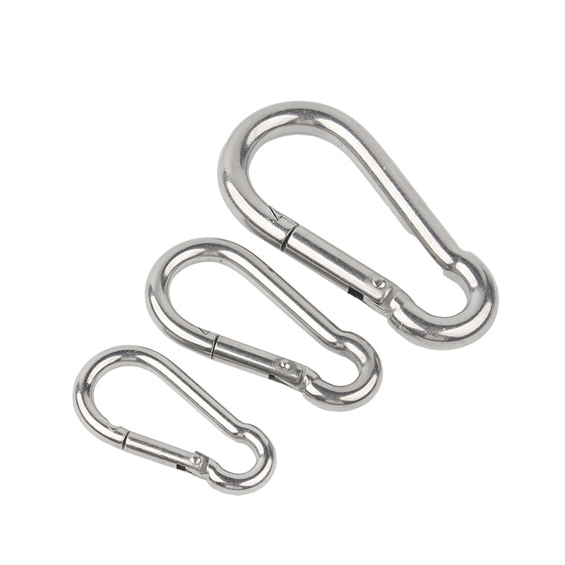 Stainless Steel Carabiner Clip Snap Spring Loaded Climbing Karabiner D Hook