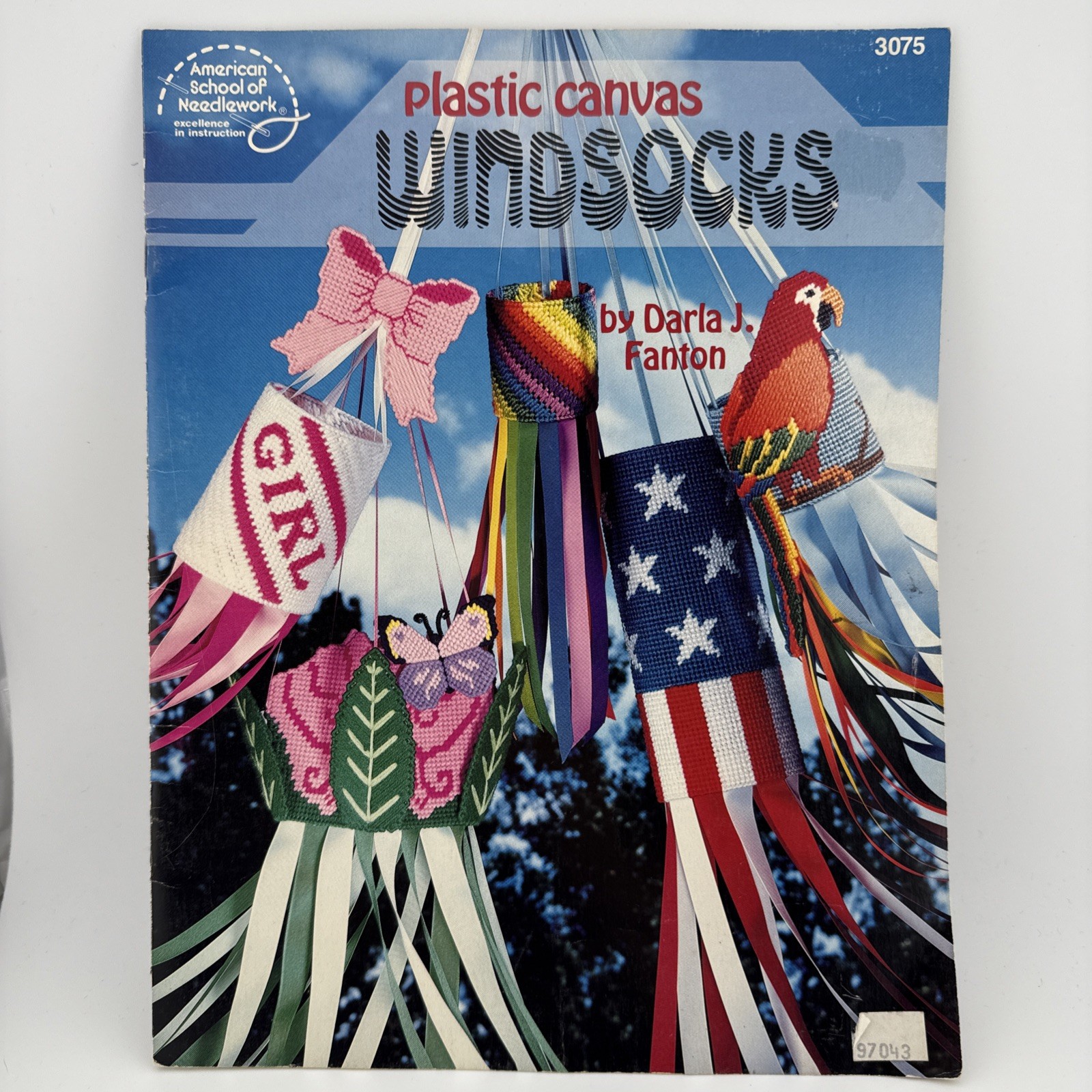 Vintage American School Of Needlework Windsocks Plastic Canvas Patterns Book H2