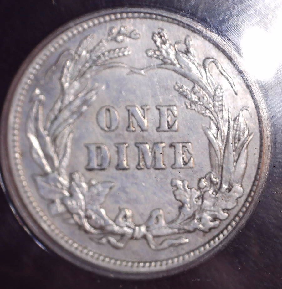 1913 Barber Dime, ICG AU53, Issue Free