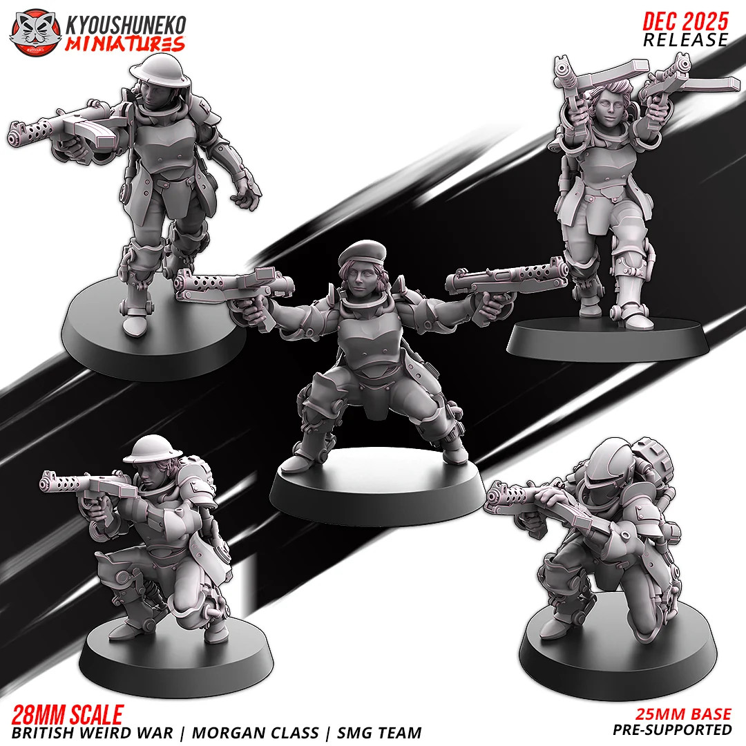 British Weird War Morgan Class SMG - 15-54mm WW2 Army - Resin Tabletop Miniature