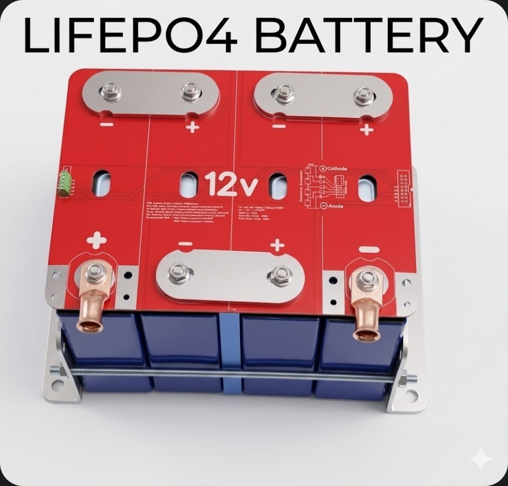 Fully Assembled 12v 4s Battery LiFePO4 And BMS +Busbars +compres