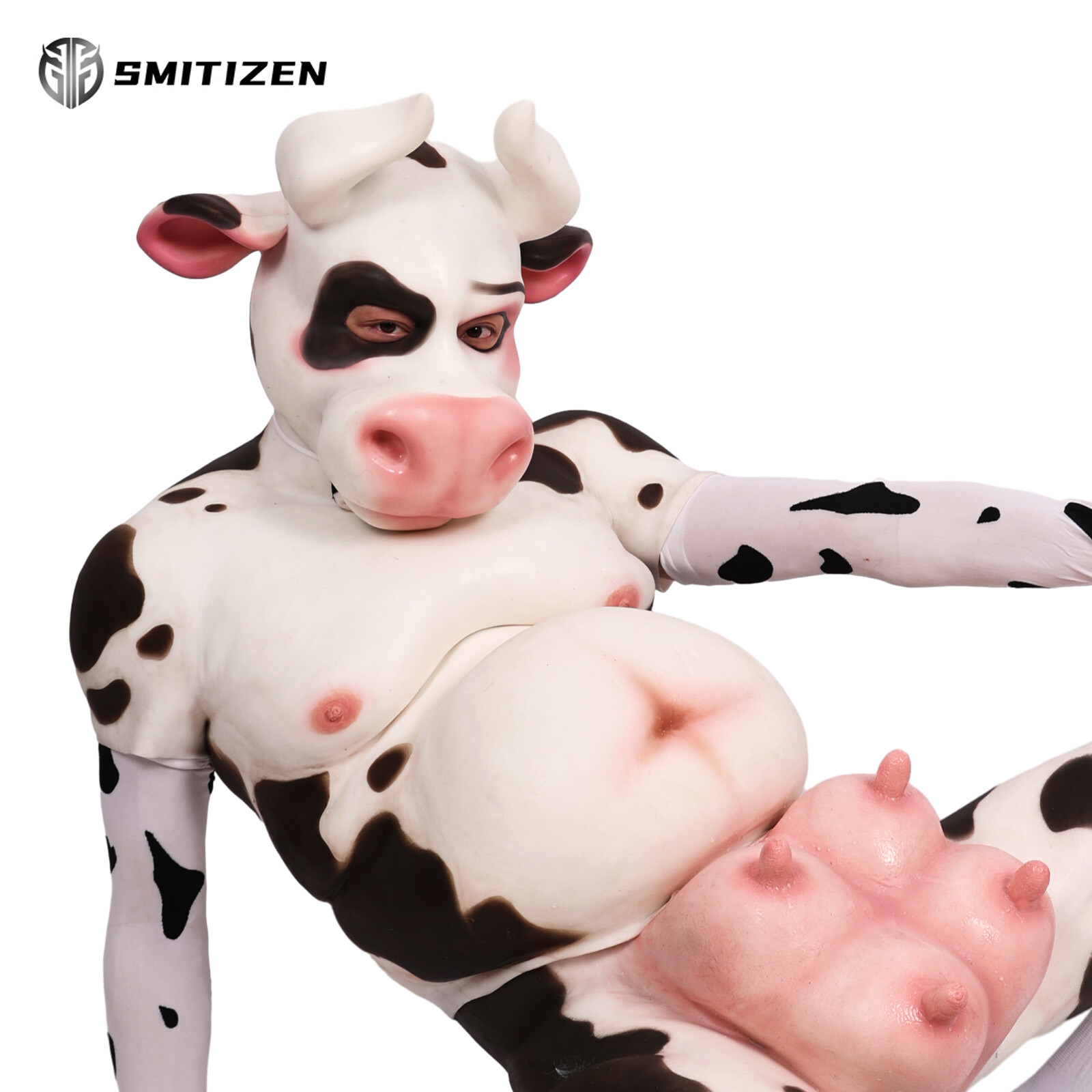 Smitizen Silicone Spotted Cartoon Milk Cow Monster Mask for Cosplay Halloween