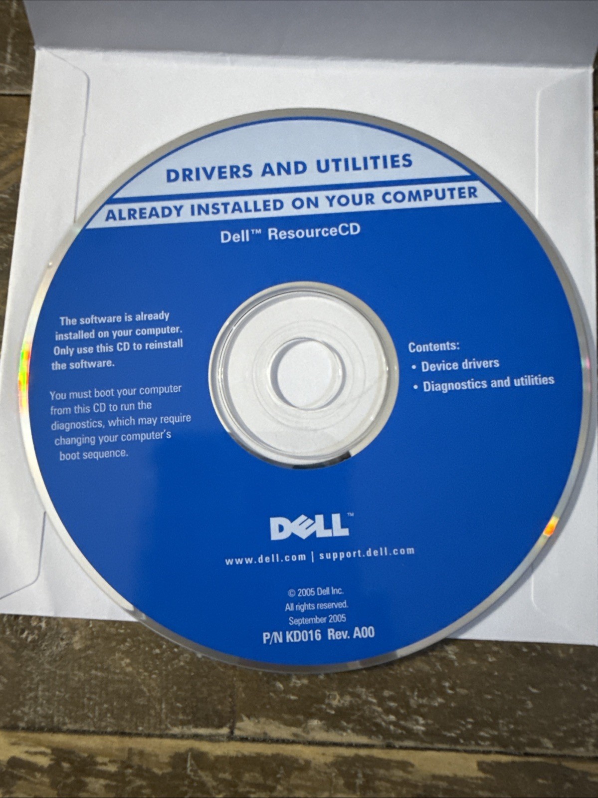 Dell Drivers & Utilities ResourceCD Software PC Cd Rom