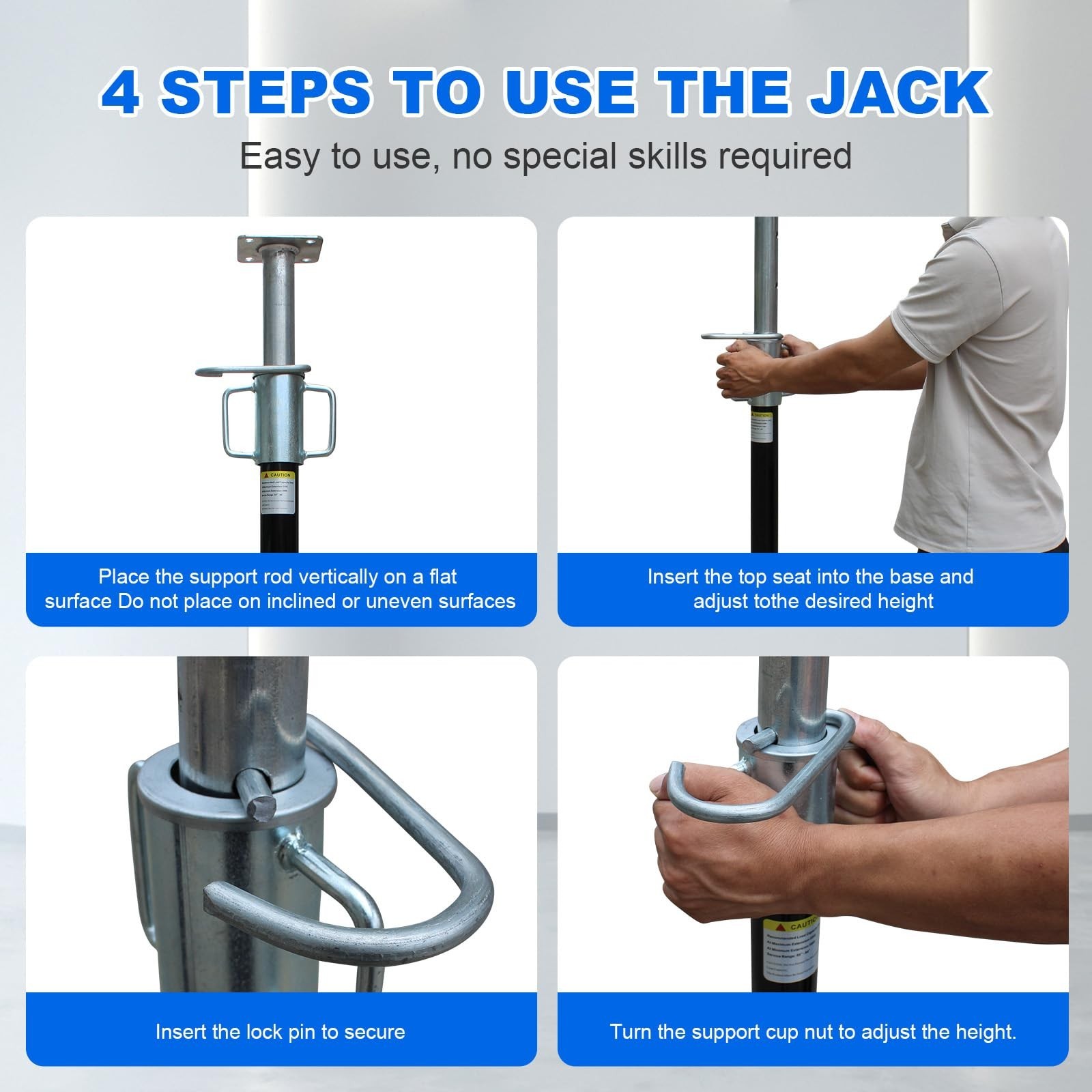 2 Pack House Floor Jack,Adjustable Support Beam Basement Jack, 55"-94" Height...