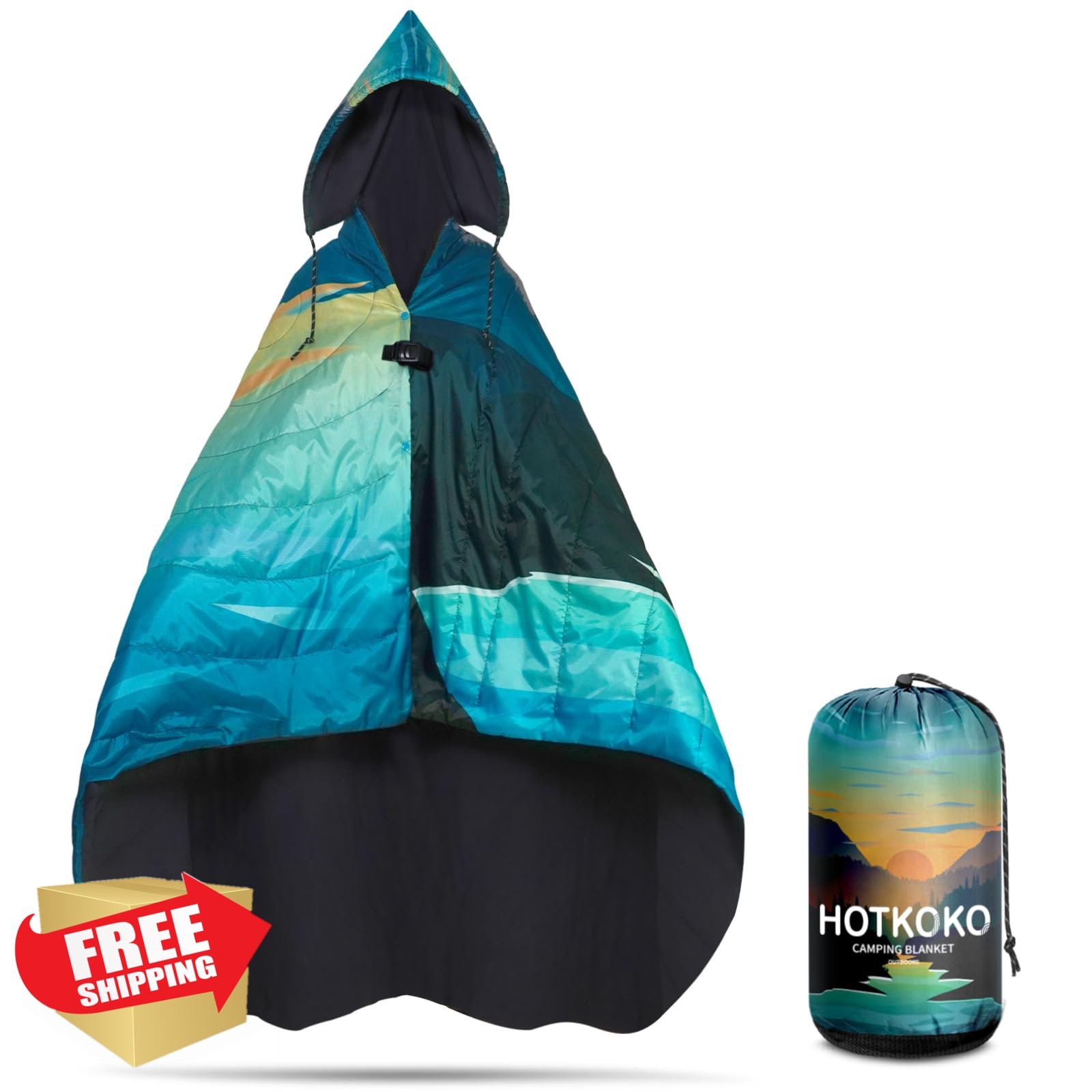hotkoko Waterproof Fleece Stadium Blanket Wearable Camping