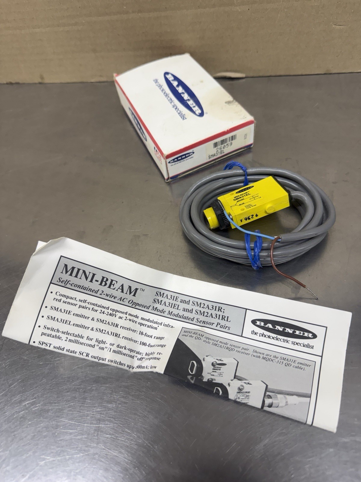 Banner Engineering SMA31EL Mini Beam Photo Sensor New Old Stock
