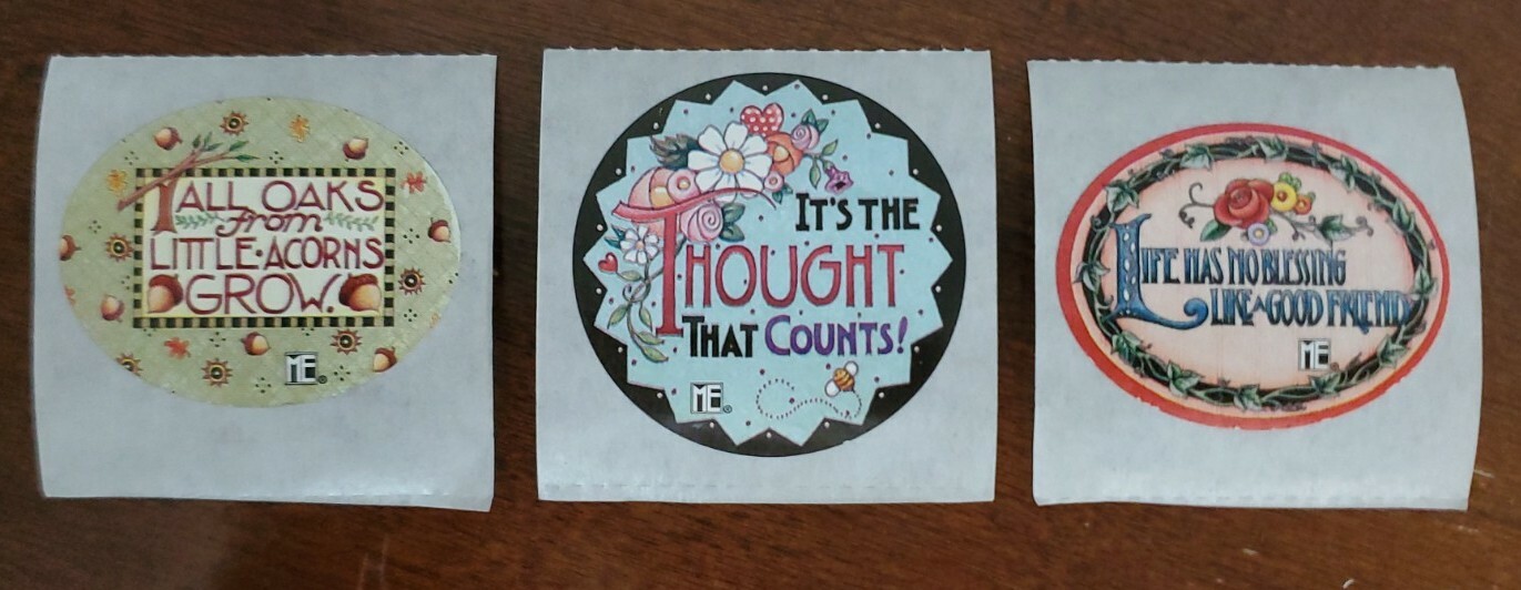 Vintage Mary Engelbreit Sunrise Inc. Stickers/Seals, cute sayings