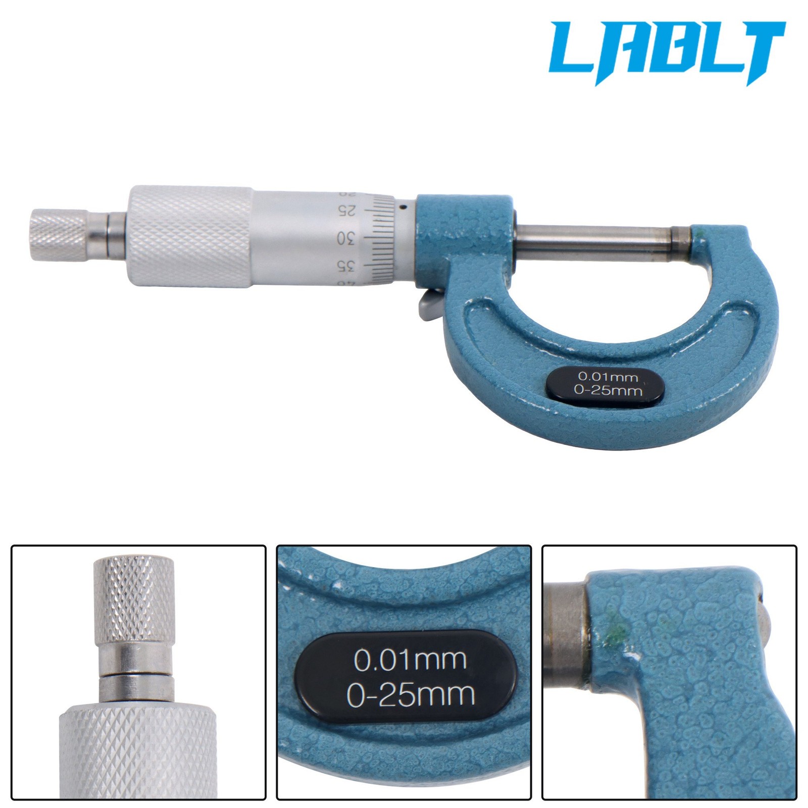 LABLT 1PC Outside Micrometer 0-1" Carbide Tipped Standard 0.0001" Graduation