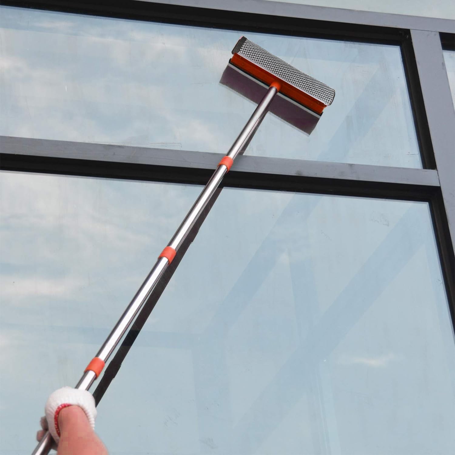 Window Squeegee for Window Cleaning, 2 in 1 Squeegee Window Cleaner Tool 58"