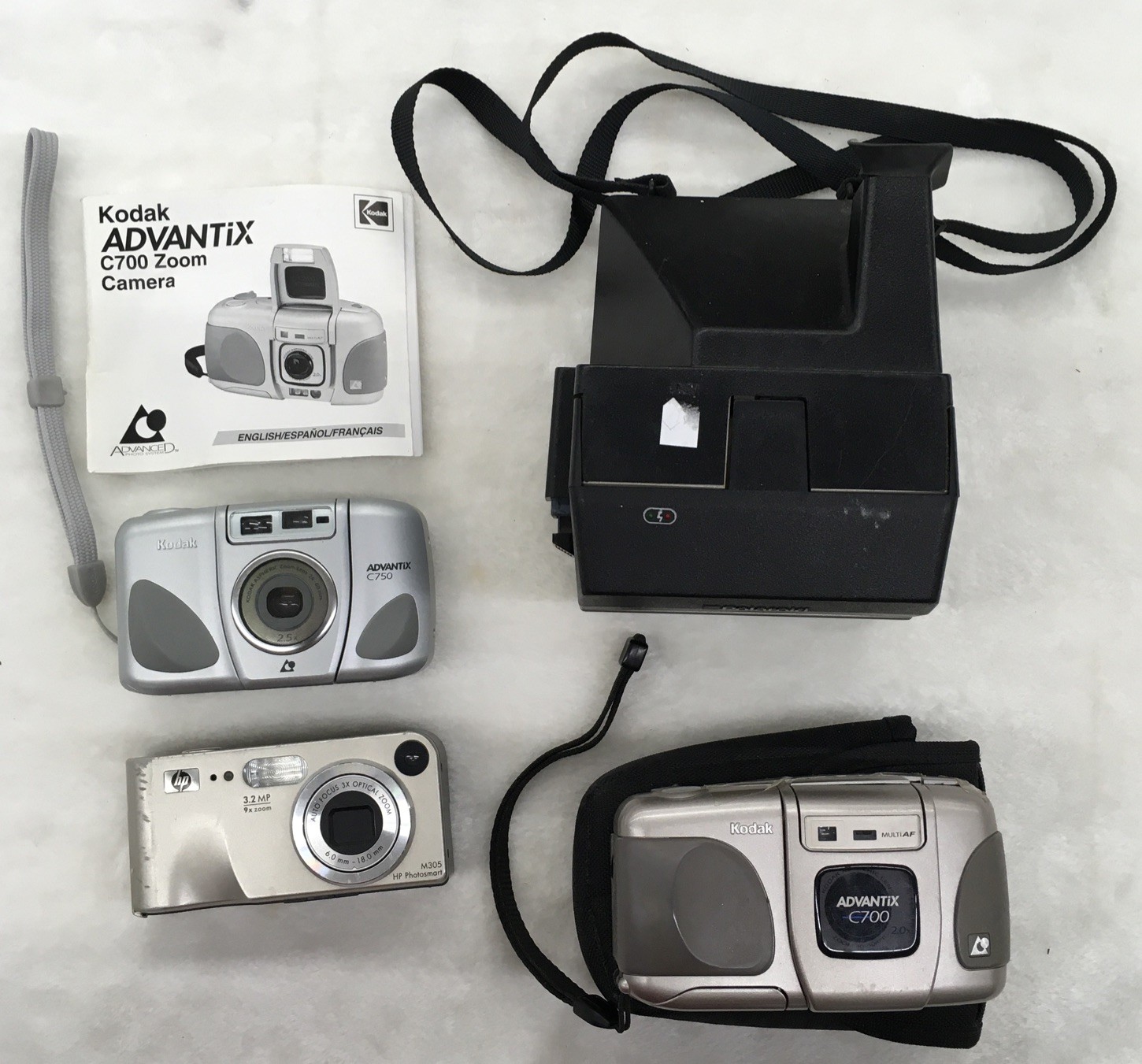 Compact Cameras (Lot of 4), Kodak, HP, Polaroid, Case, Booklet (C-5)