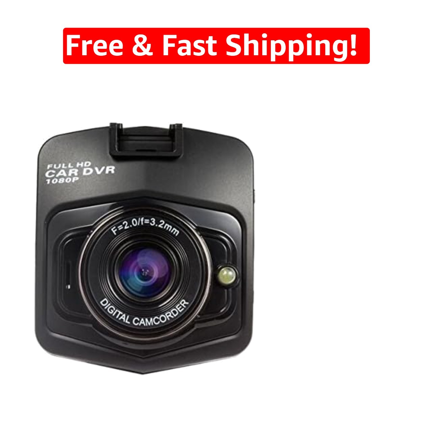 170-Degree Wide Angle Car DVR with 2.4'' LCD Screen & Motion Detection - Black