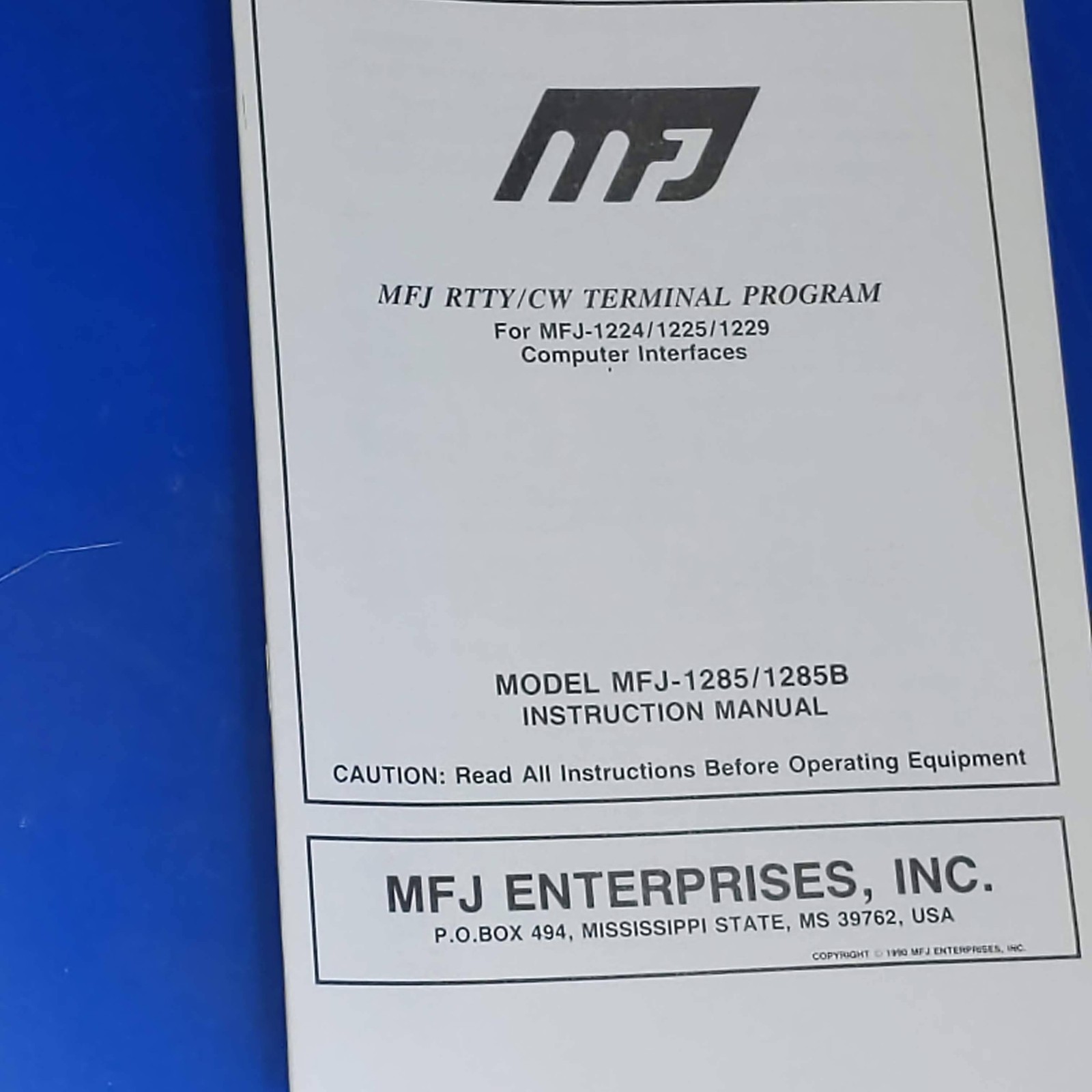 MFJ RTTY/CW Terminal Program For MFJ-1224/1225/1229 Interfaces