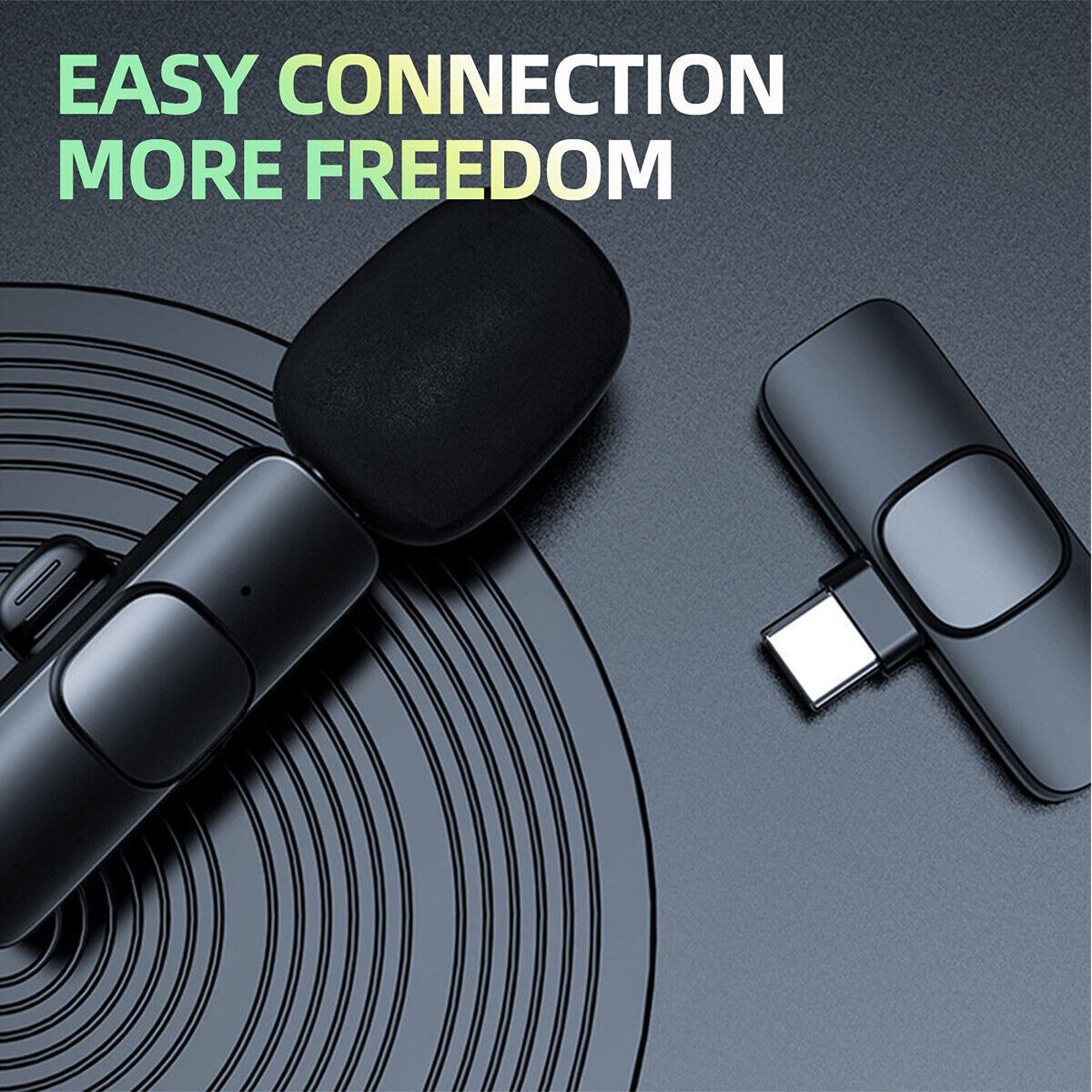 Wireless Lavalier Microphone Mic Audio Video Recording For Android iPhone 16,17