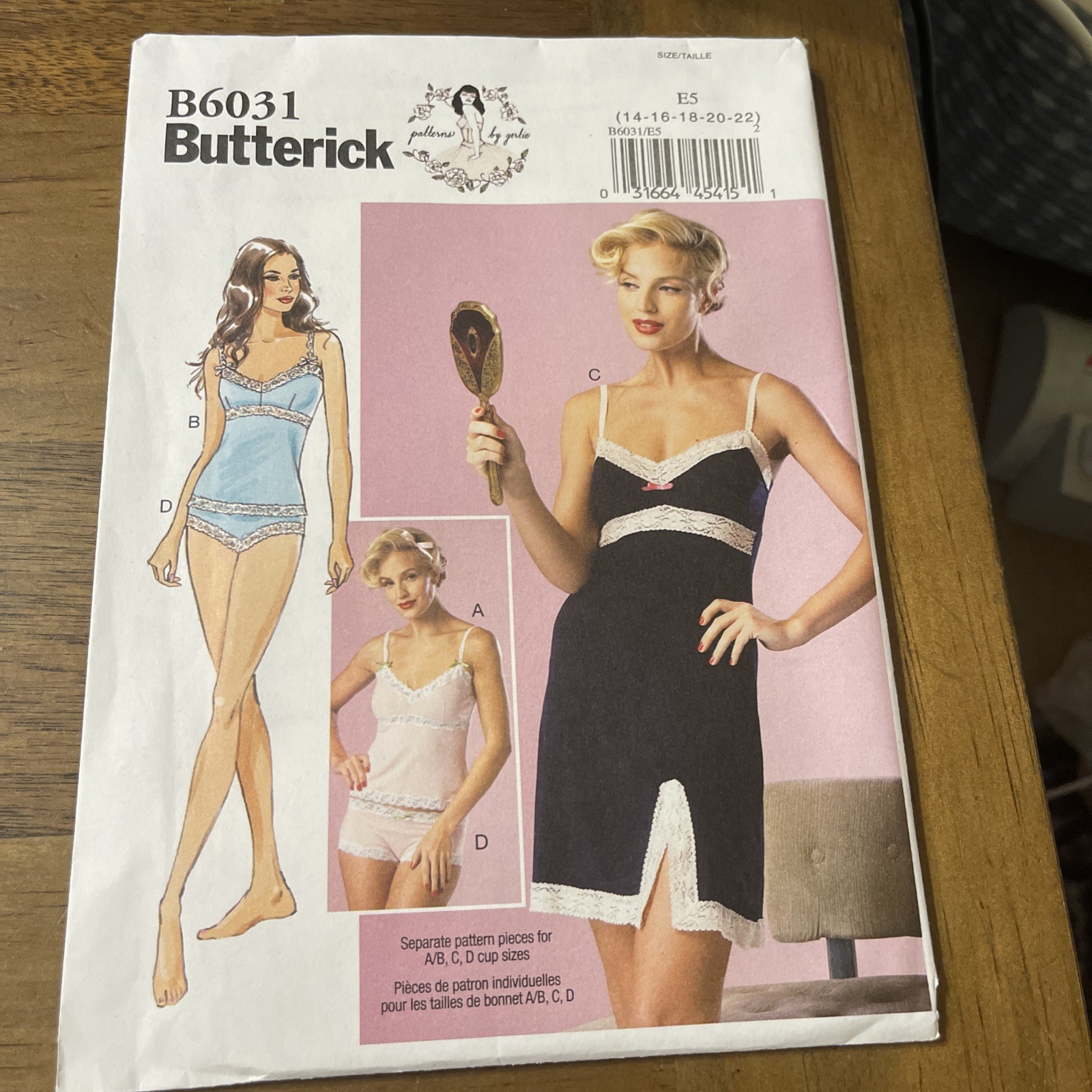 Butterick Pattern B6031 Ms Camisole~Slip & Panties ~ Design by Gertie  Sz 14-22