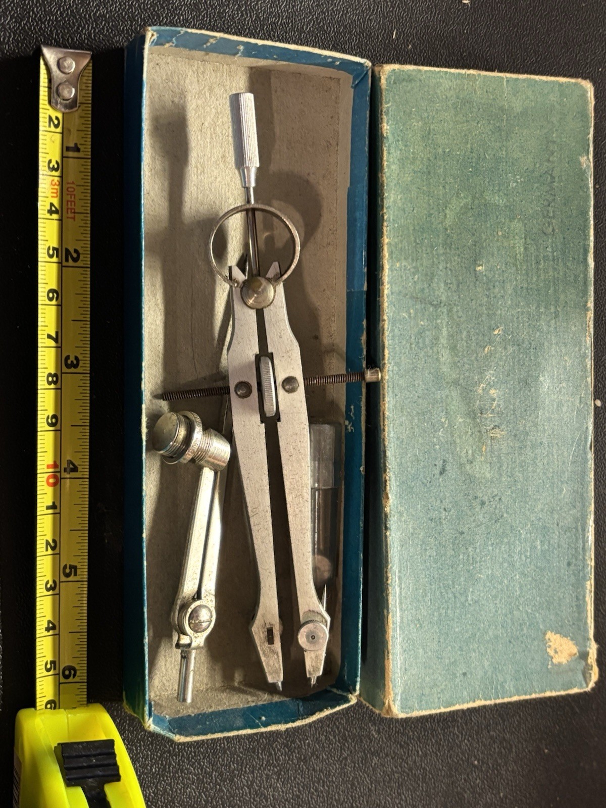 Compass Drawing Set Vintage Pair Curios Item Unusual Design Decor Drawing 4q
