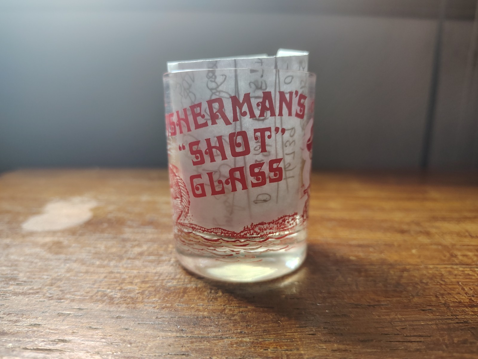 Novelty Fisherman’s Shot Glass Jigger 1950's