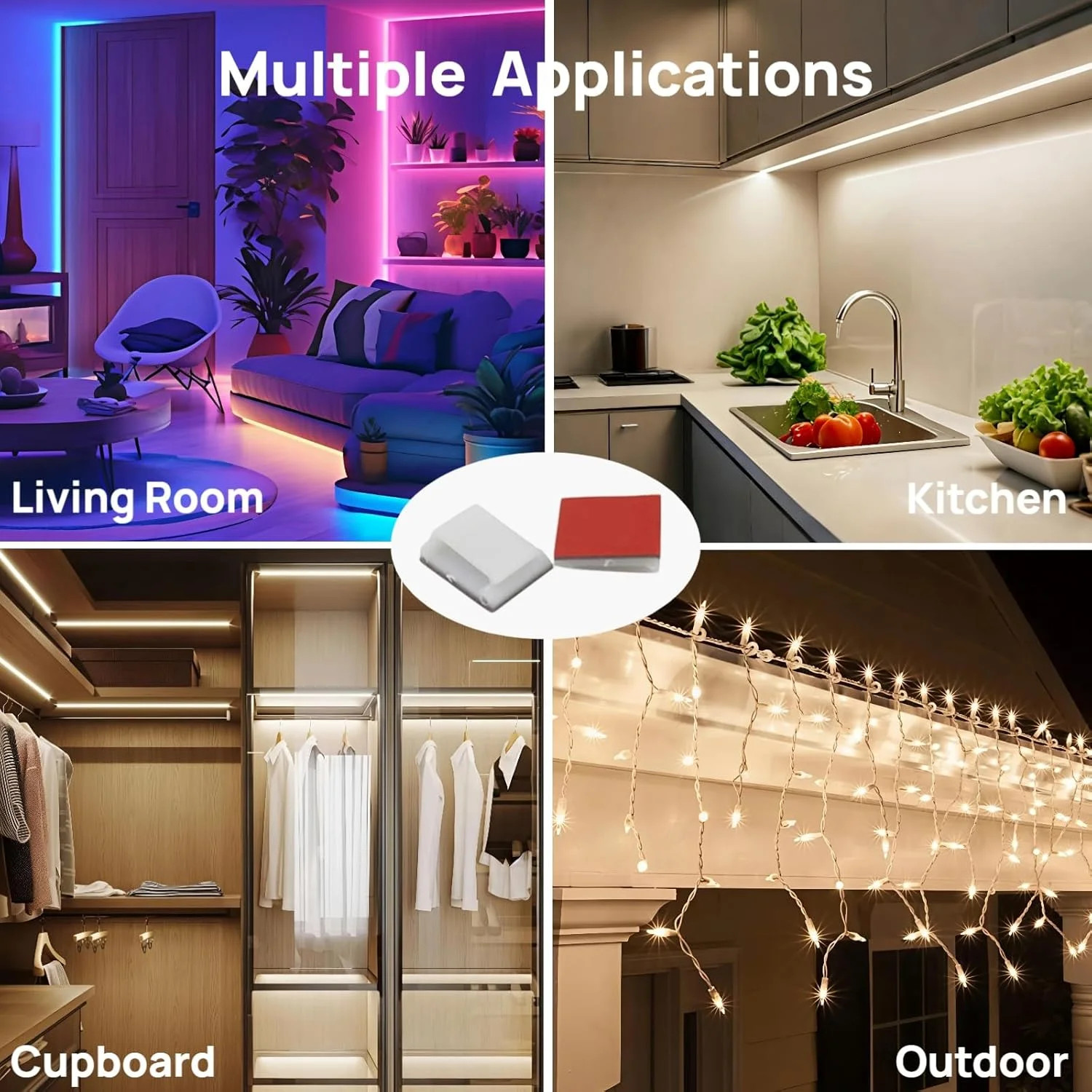 120PCS LED Strip Light Clips, Self-Adhesive Mounting Clips & Mini Cable Clips fo