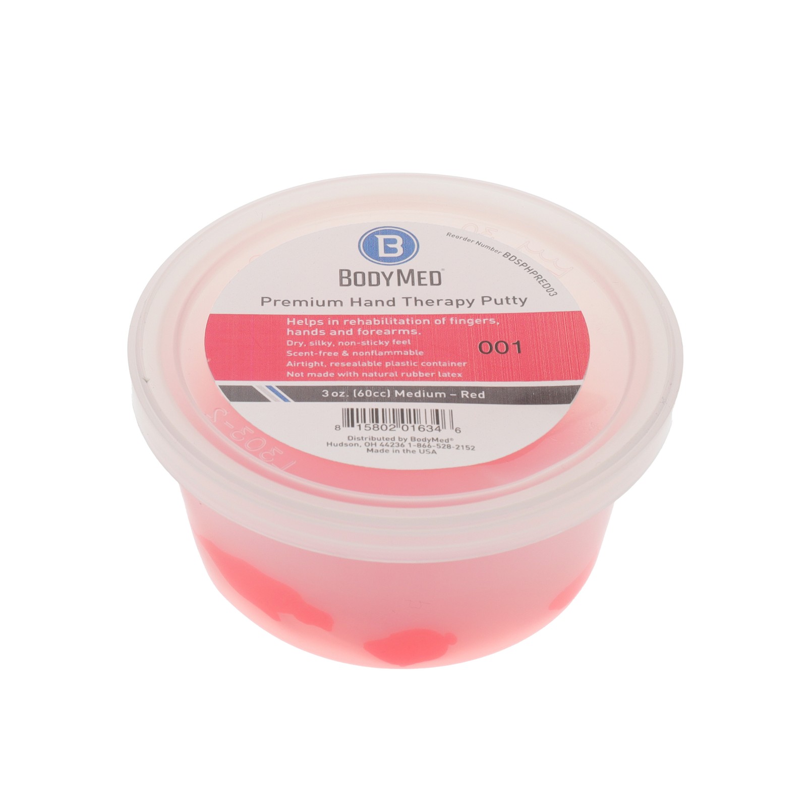 BodyMed Premium Hand Therapy Putty, Red, 3 Oz., Medium, Strengthening Therapy
