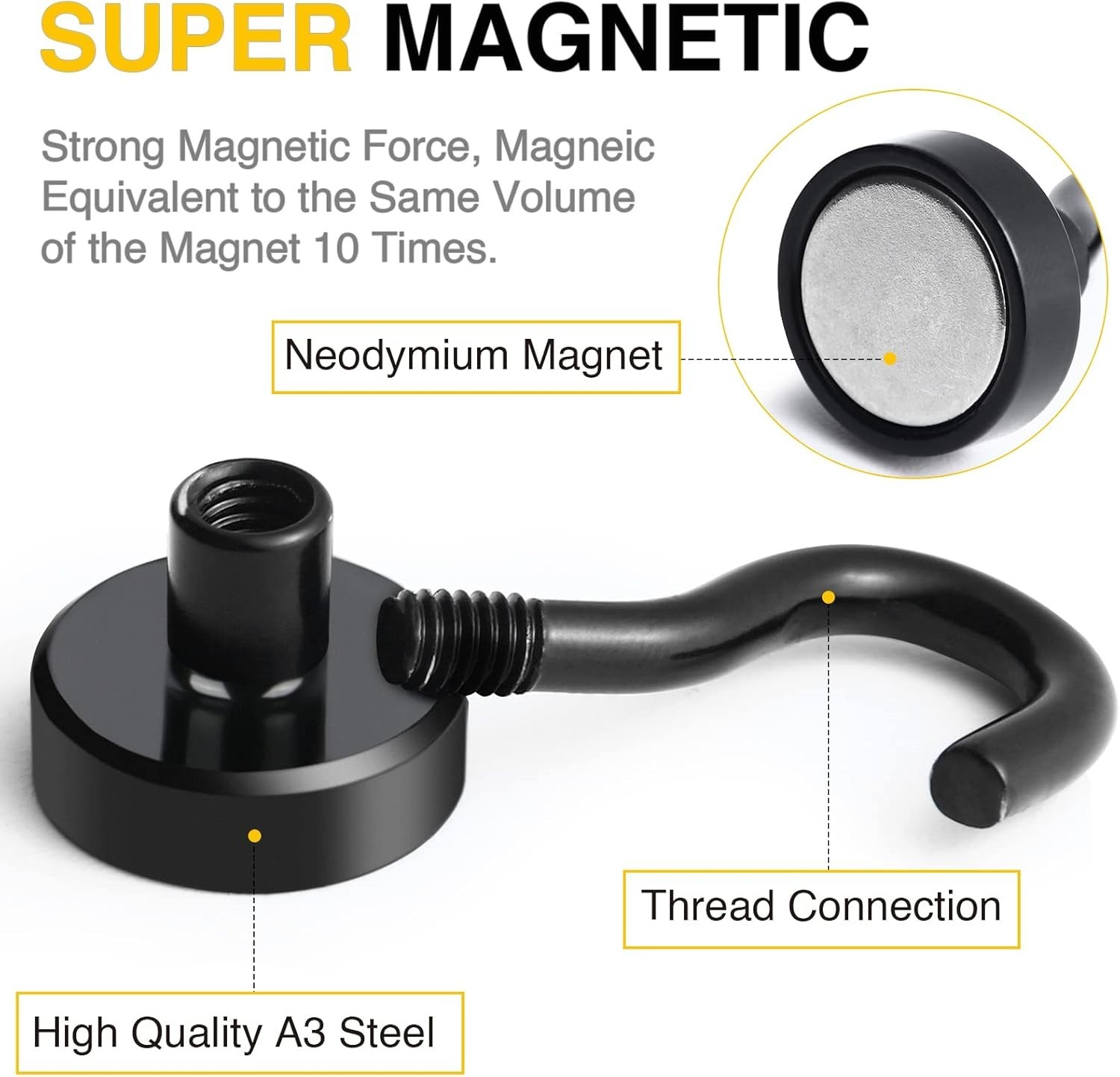 Versatile Heavy-Duty Magnetic Hooks - 30 lbs Capacity, No Tools Required