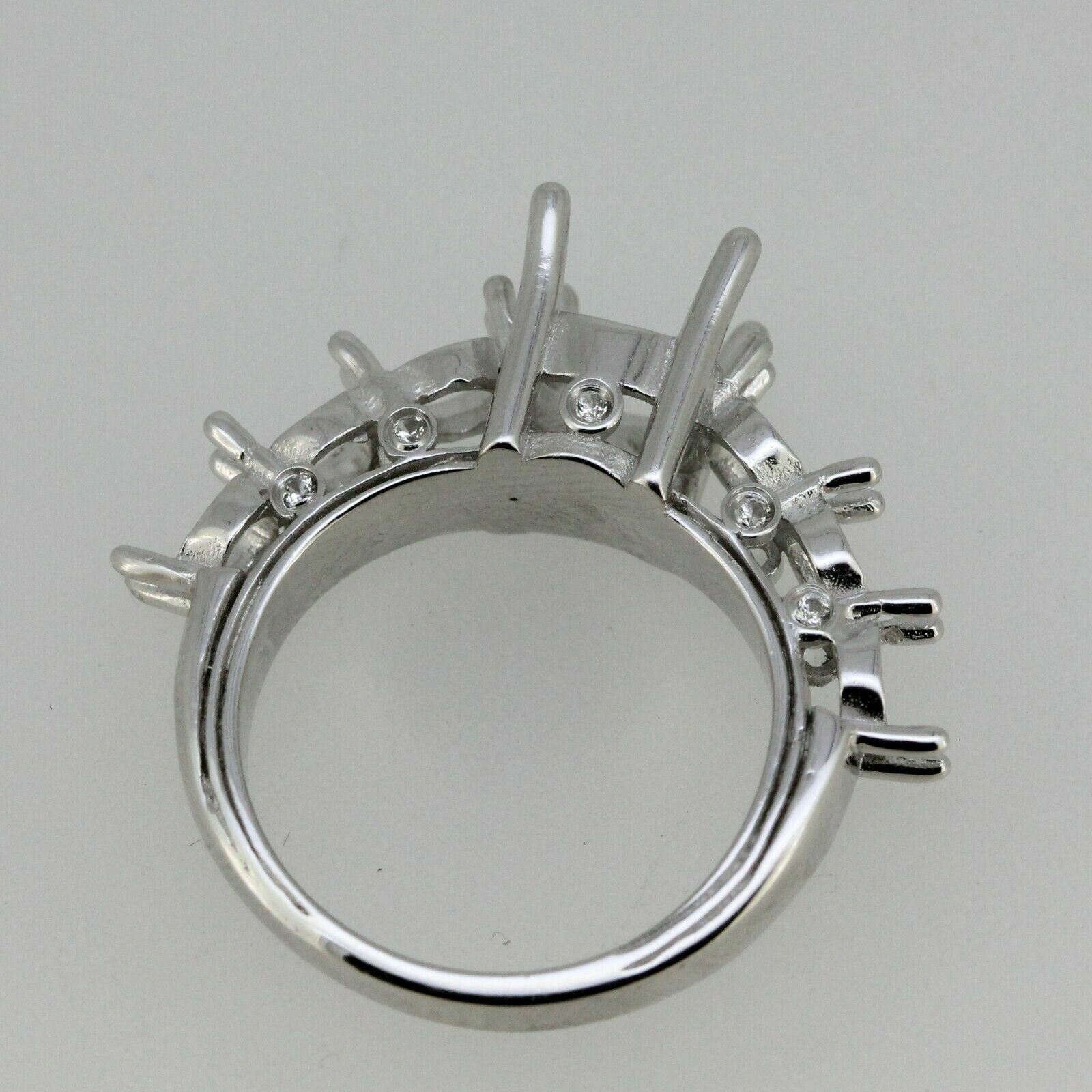 Sterling silver Semi Mount Ring Setting Round RD 7x7mm & RD 4x4mm