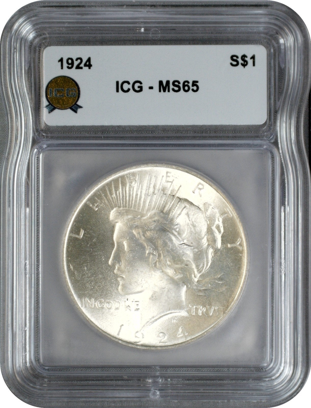 1924 Peace Silver Dollar S$1 ICG MS65 Gem Uncirculated
