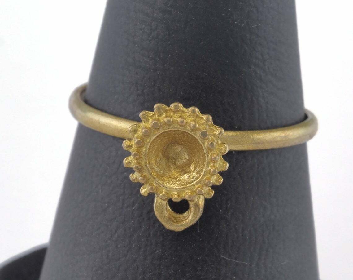 2 pcs. Ring Adjustable Bezel Loop Raw brass 18mm 7.5US inner size Adjustable
