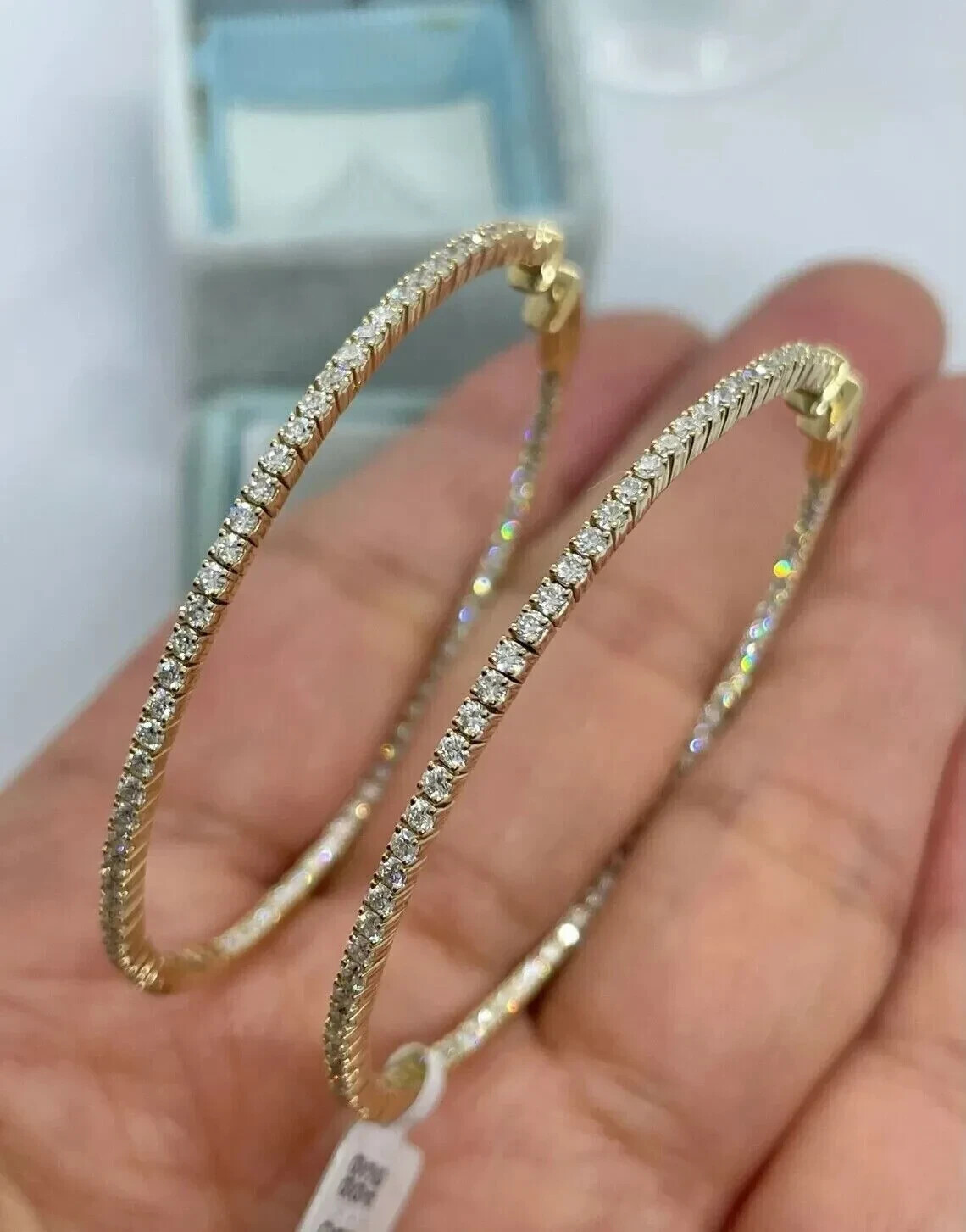 Lab Created Diamond 3Ct Round Cut Big Huggie Hoop Earring 14K Yellow Gold Plated
