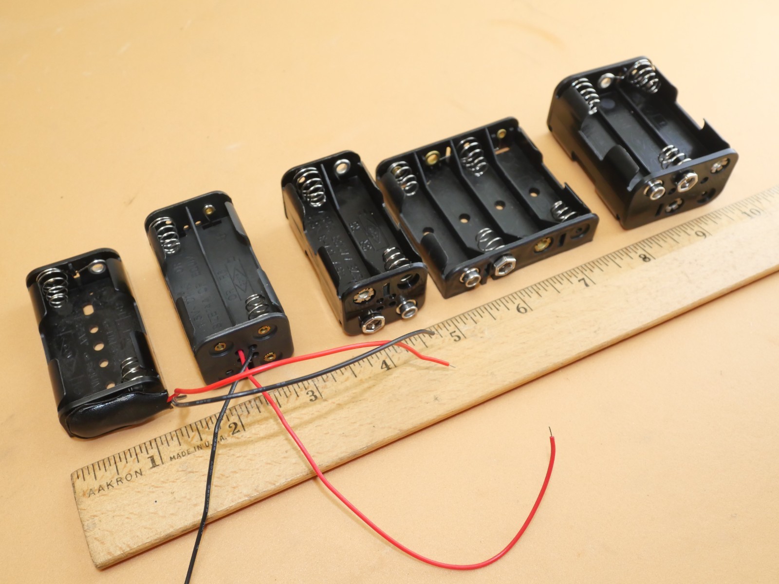 Lot of 5 AA battery holder assortment metal detector & radio repairs