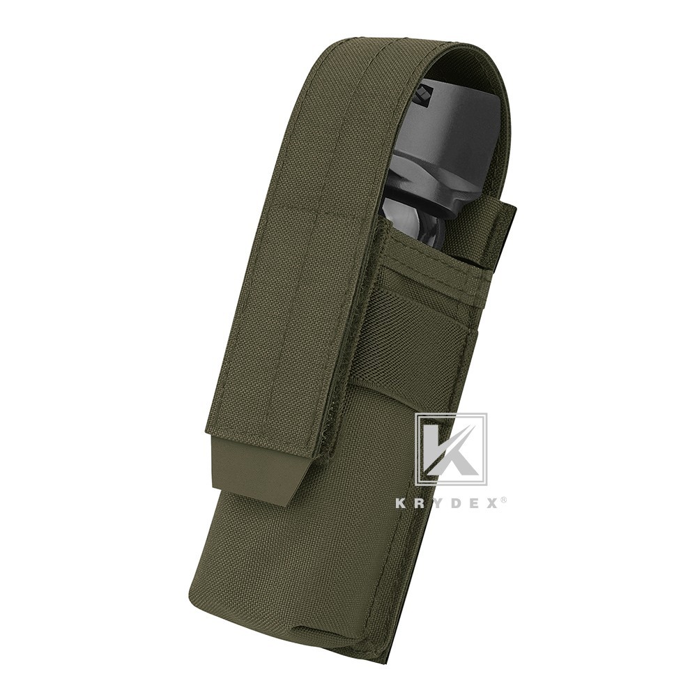 KRYDEX Tactical Flashlight Holster Low Profile Pouch Green MOLLE&Belt System