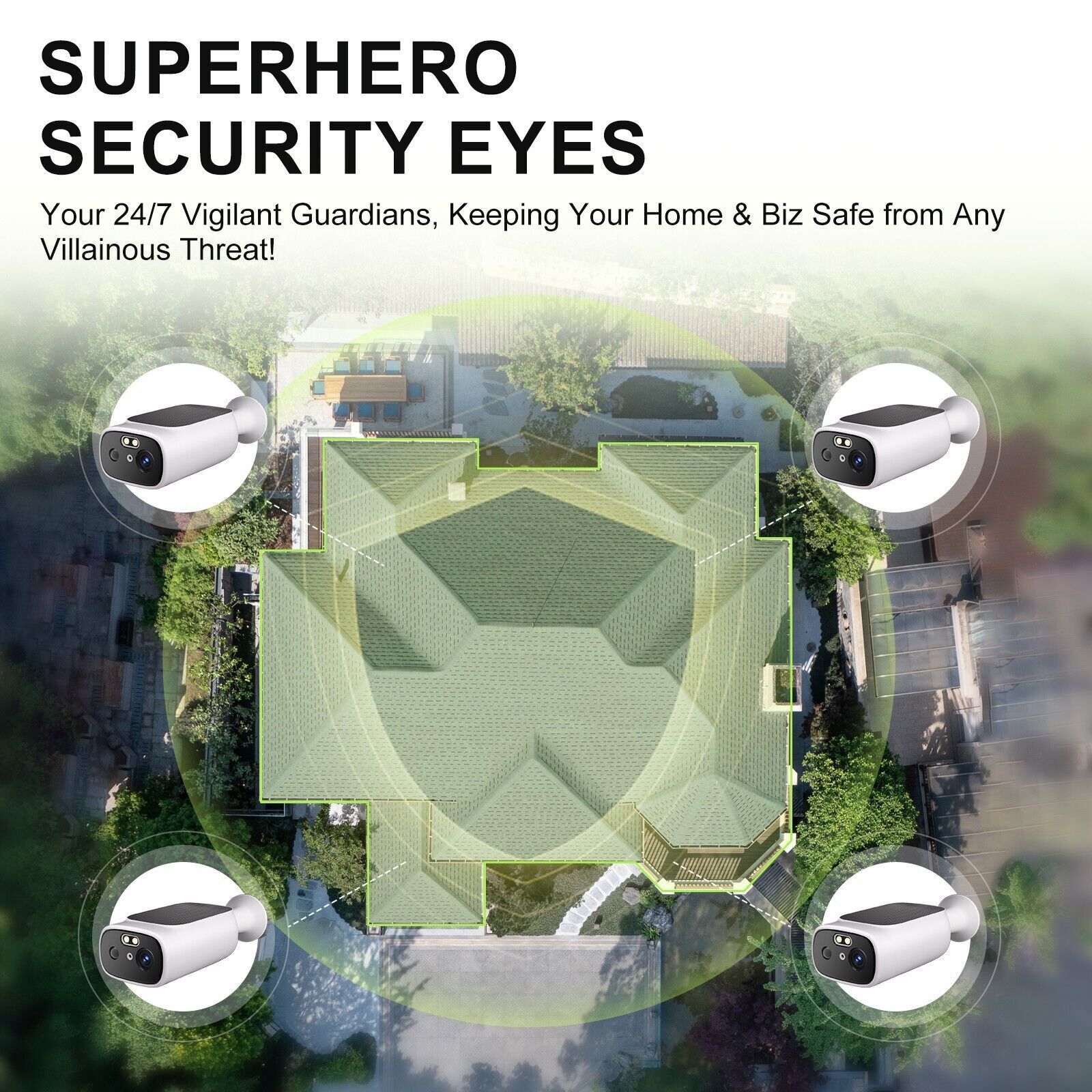 6pcs Wifi Wireless Security Camera System Solar Battery Powered Home 2 Way Talk