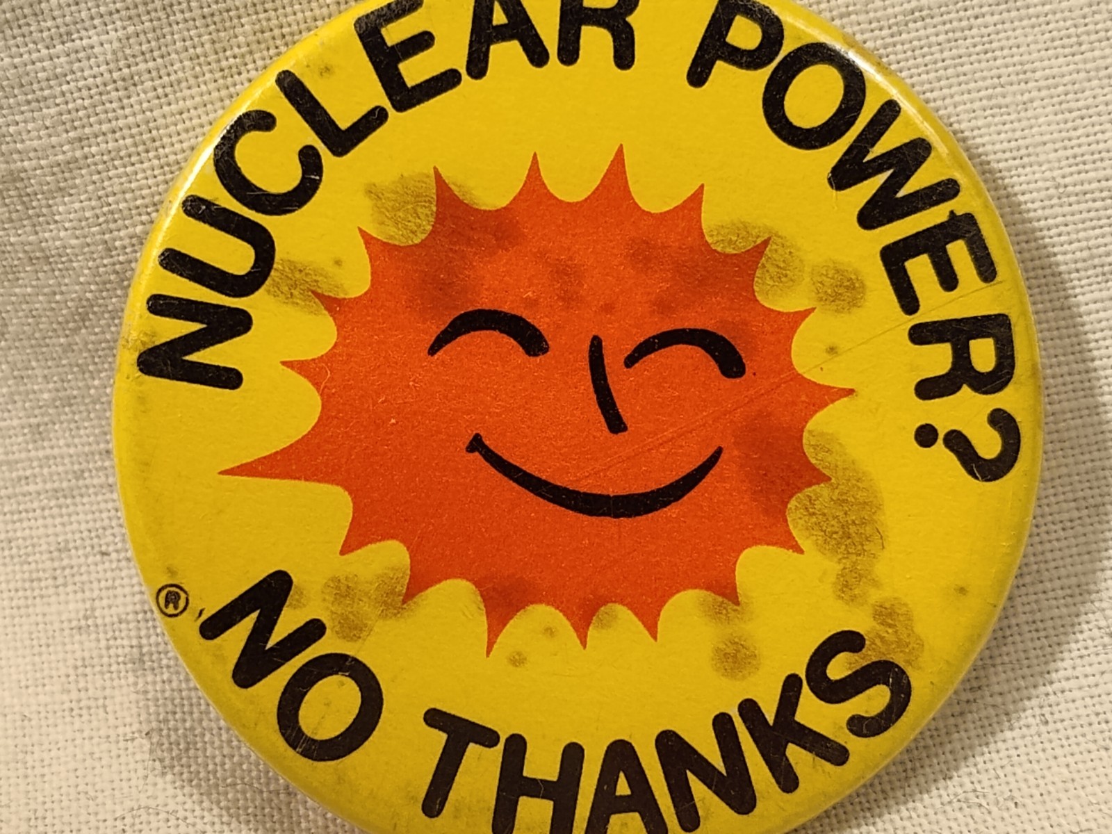 Vintage Campaign For No Nuclear Power Pinback Button 1980