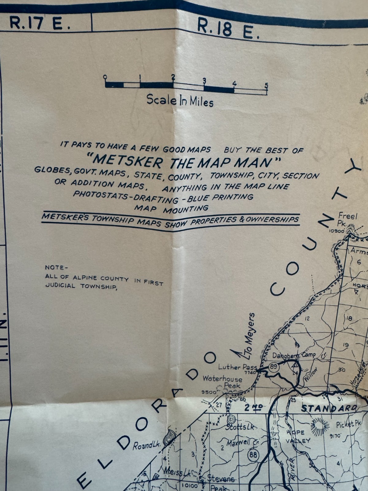 Metsker's Map ~ Alpine County California
