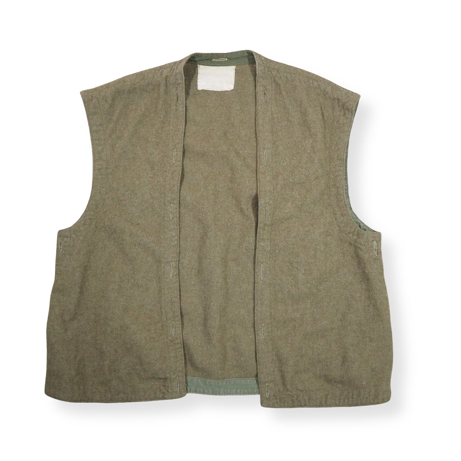 Vintage Dutch Army Military Wool Liner Vest Olive Green (See Measurements) RARE