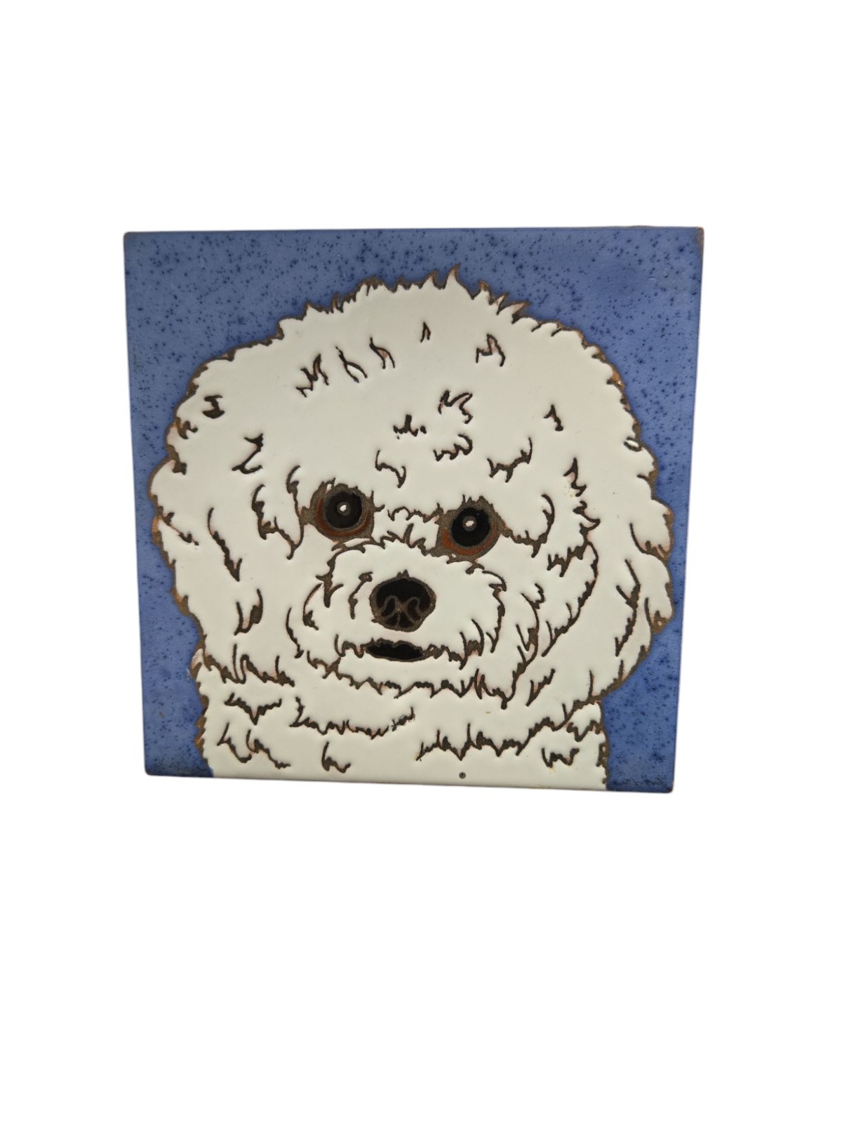 Bichon Friese Dog - Hand Painted tile by Pumpkin Tile - 6 x 6" - D19