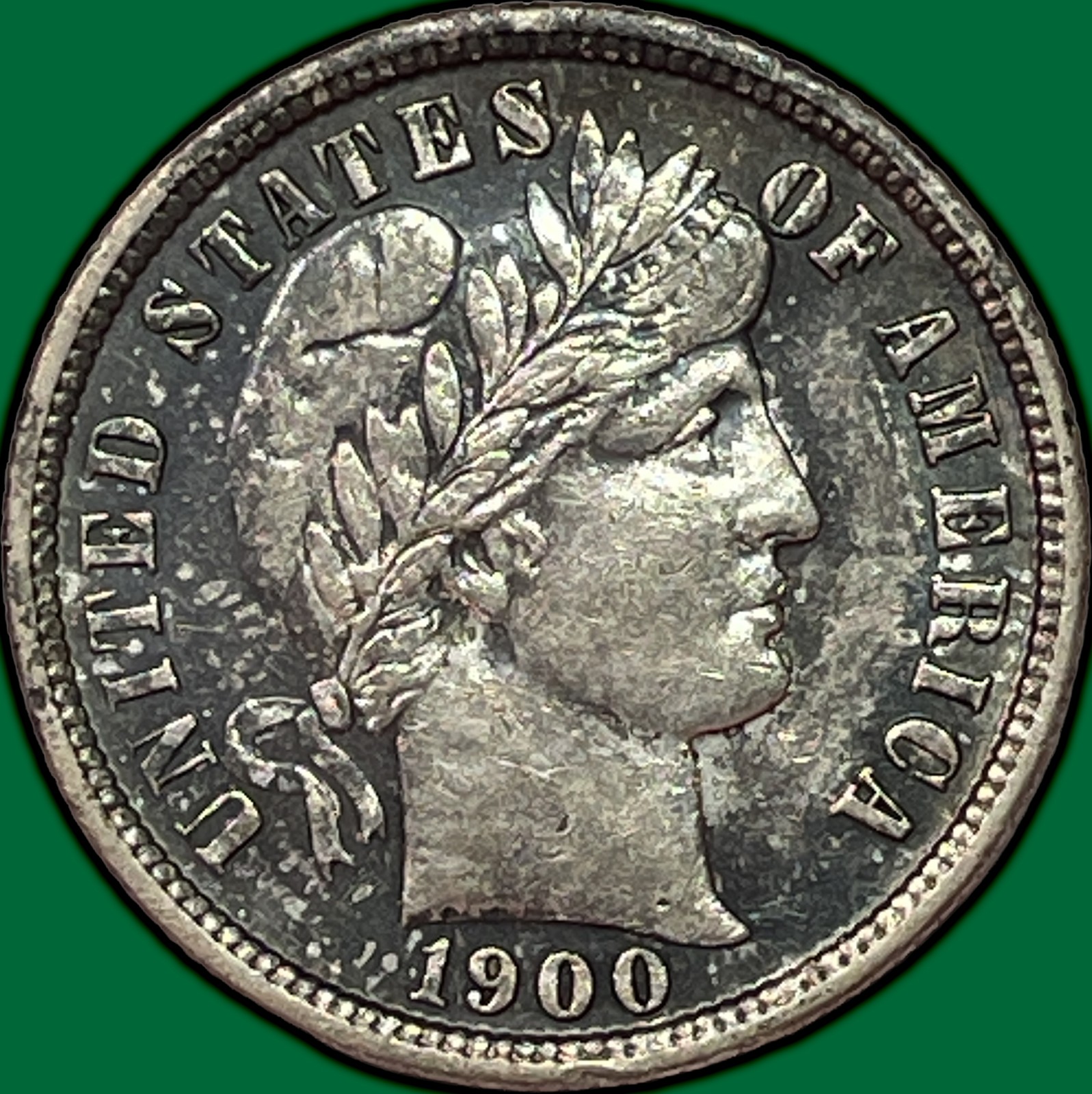 1900-S Barber Dime Choice Almost Uncirculated AU+/UNC Coin #43310
