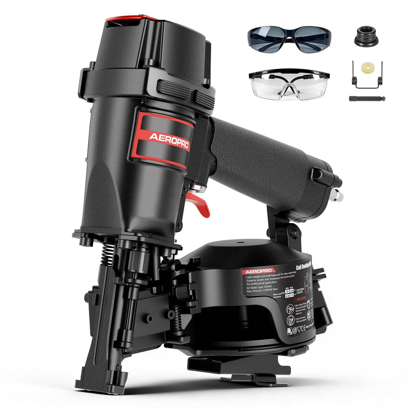 AeroPro CN45N Professional Roofing Nailer, 15 Degree Roofing Nail Gun, Pistolas