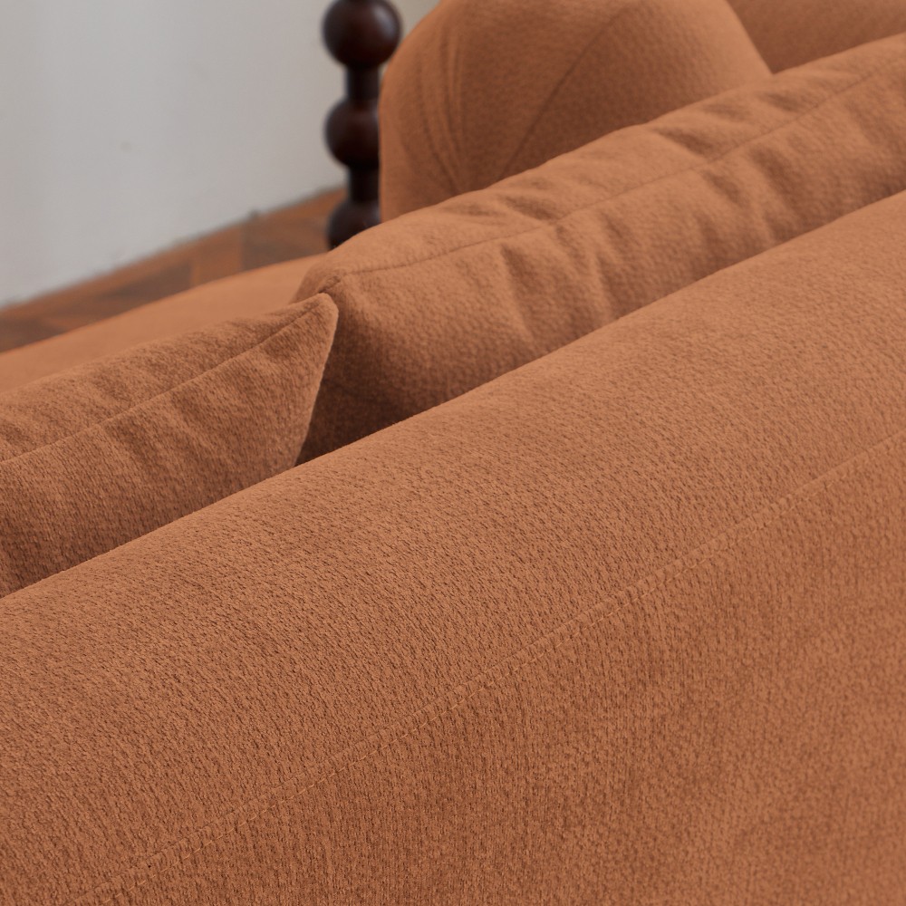 Memory Foam 2-Seater Sofa w/Chenille Fabric, No Assembly, Orange