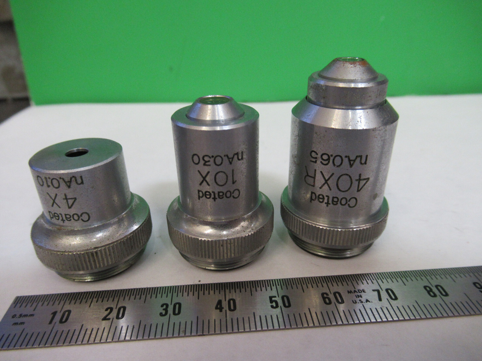 LOT UNITRON JAPAN OBJECTIVE 4X 10X 40X LENS MICROSCOPE PART AS PICTURED X4-A-30