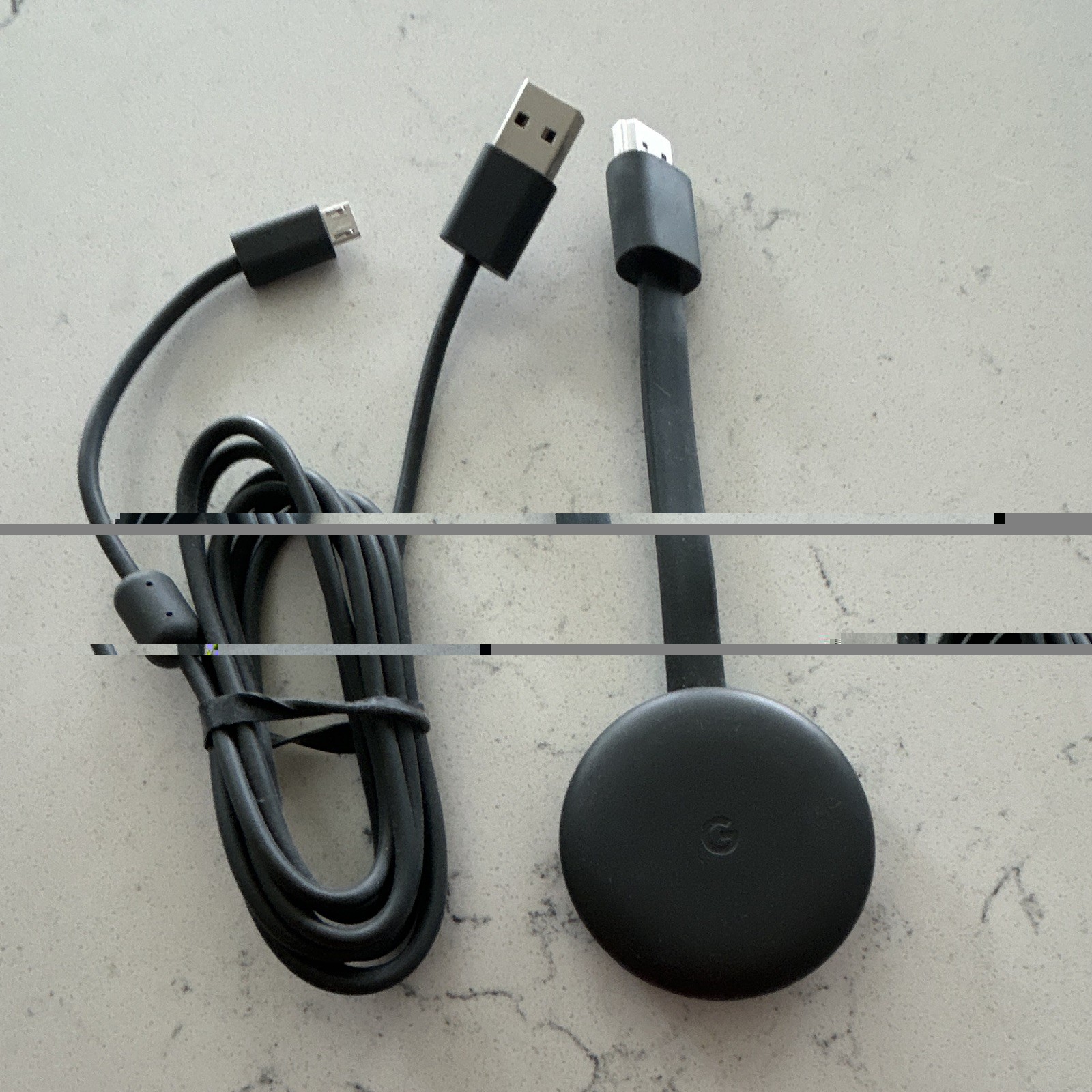 Google Chromecast HDMI Streaming Dongle, Black, HDMI Output, USB Power Cable