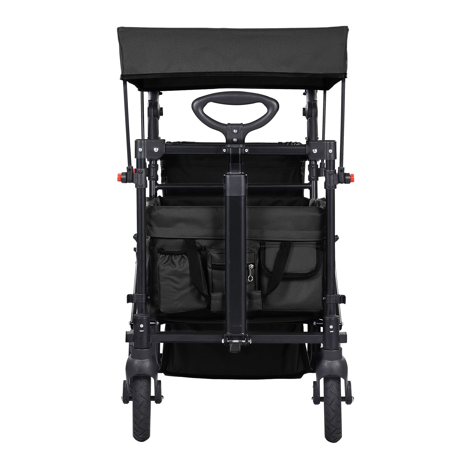 Wagon Stroller for 2 Kids, Push Pull Quad Collapsible Stroller/ Adjustable