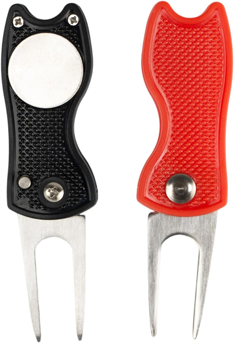 2-Pack Golf Divot Repair Tool with Magnetic Ball Marker - Foldable Pop-up Divot